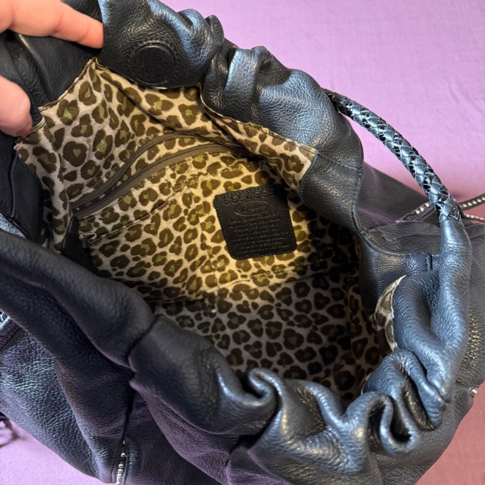 Brighton Garbo Leather Black/Dark Gray Hobo Shoulder Purse Bag - Picture 5 of 8